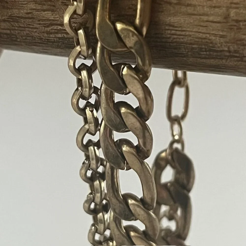 Double Chain Bracelet Layered Links Gold Tone